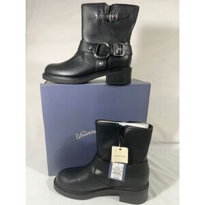 Universal Thread Conner Faux Leather Buckle Moto Boots Memory Foam Black Sz 9